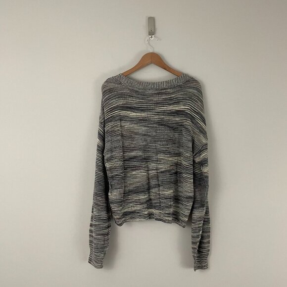 Free People Mercury Gray Heathered Henley Sweater Size Large - Picture 2 of 6